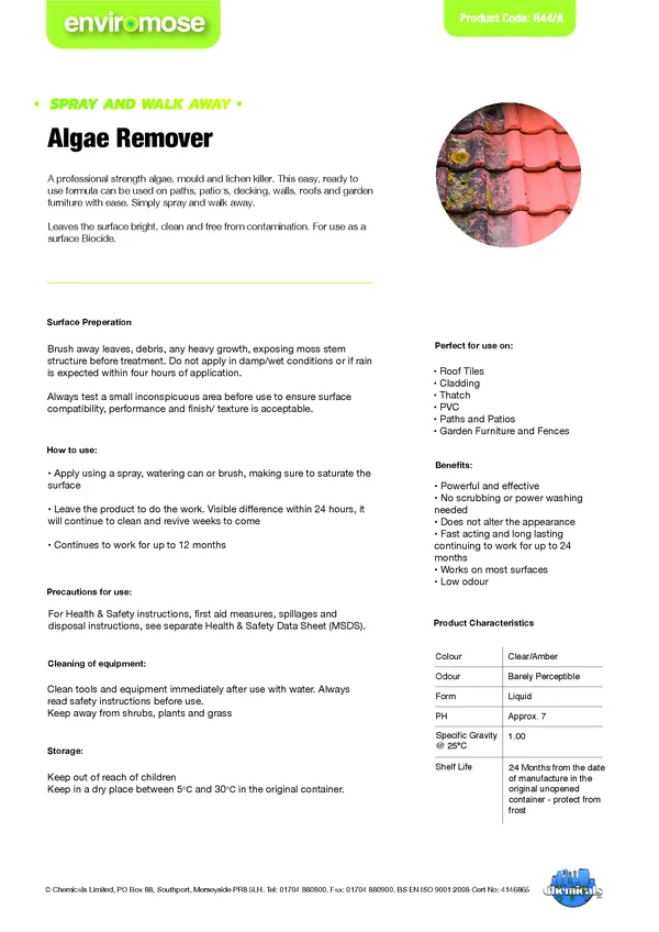 Algae Remover  Ready To Use Datasheet PDF 